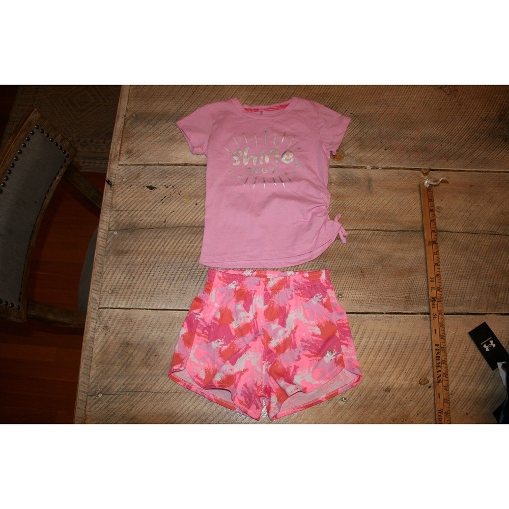 RBX‎ 2-Piece Activewear Set Girls Size 5/6 Pink Camo Shorts Shine Bright NWOT